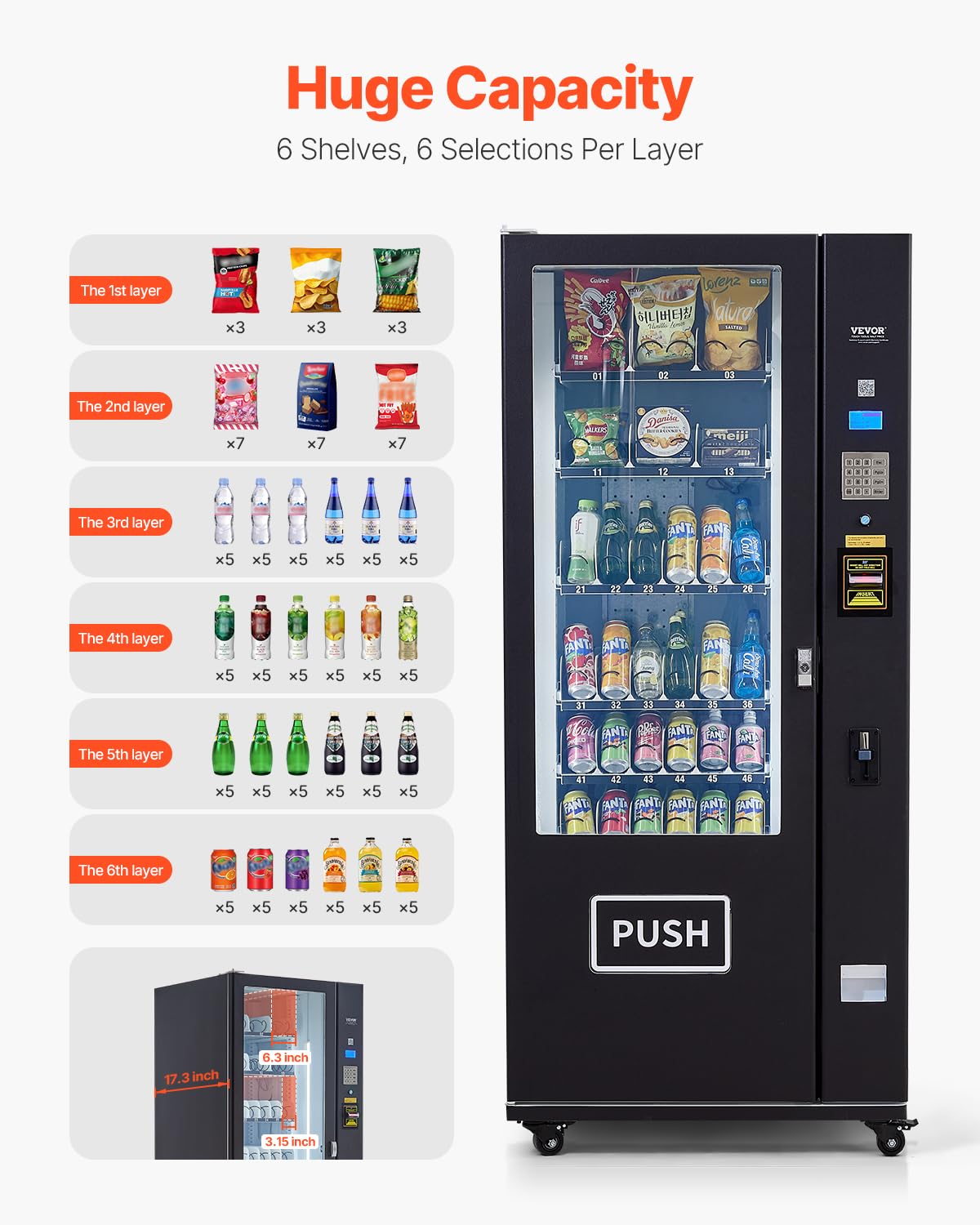KOLVENDING Refrigerated Combo Vending Machine – 36 Slots Snack & Drink Vending Solution for Commercial Use