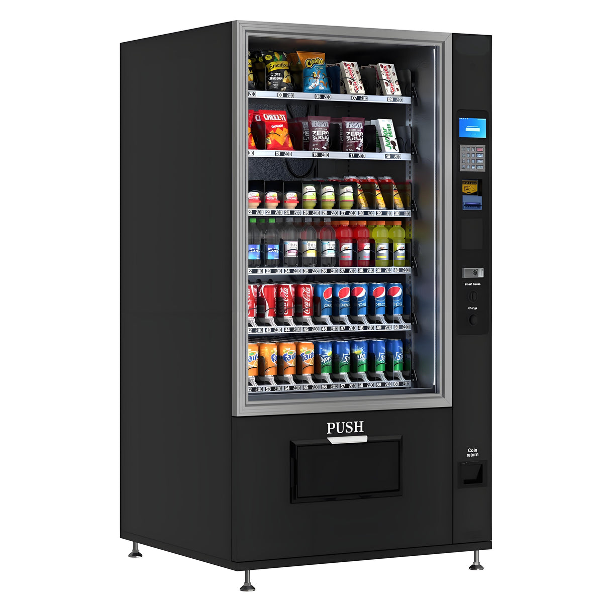Kolvending Refrigerated Snack and Drink Vending Machine with 60 Slots and Coin/Bill Acceptor in Black (KM-VMR-40-BC)