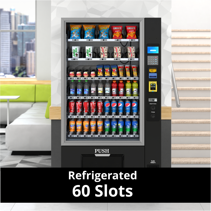 Kolvending Refrigerated Snack and Drink Vending Machine with 60 Slots in Black